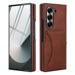 For Samsung Galaxy Z Fold5 Integrated Fold Holder Card Slot Phone Case(Brown)