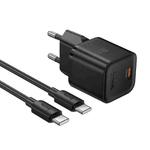 hoco N64 Ingenious GaN PD20W Type-C Single Port Charger with 1m Type-C to Type-C Cable , EU Plug(Black)