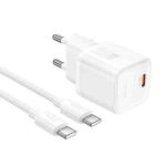 hoco N64 Ingenious GaN PD20W Type-C Single Port Charger with 1m Type-C to Type-C Cable , EU Plug(White)