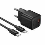 hoco N66 Ingenious GaN PD35W Type-C Single Port Charger with 1m Type-C to Type-C Cable, EU Plug(Black)
