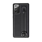 For Samsung Galaxy Note 20 Top Layer Cowhide Shockproof Protective Case with Wrist Strap Bracket(Black)