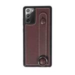 For Samsung Galaxy Note 20 Top Layer Cowhide Shockproof Protective Case with Wrist Strap Bracket(Coffee)