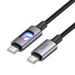 hoco U144 Colorful LED 60W Type-C to Type-C Fast Charging Data Cable, Length: 1.2m(Black)
