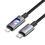 hoco U144 Colorful LED PD27W Type-C to 8 Pin Fast Charging Data Cable, Length: 1.2m(Black)