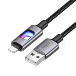 hoco U144 Colorful LED 2.4A USB to 8 Pin Charging Data Cable, Length: 1.2m(Black)