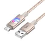 hoco U144 Colorful LED 3A USB to Type-C Charging Data Cable, Length: 1.2m(Gold)