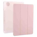For Honor Pad 10 12.1 3-fold Clear TPU Smart Leather Tablet Case with Pen Slot(Sand Pink)