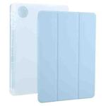 For Honor Pad 10 12.1 3-fold Clear TPU Smart Leather Tablet Case with Pen Slot(Ice Blue)