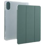 For Xiaomi Redmi Pad 2 3-fold Clear TPU Smart Leather Tablet Case with Pen Slot(Dark Green)
