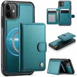 For iPhone 11 JEEHOOD J09 Buckle Card Bag MagSafe Magnetic Style RFID Leather Phone Case(Green)