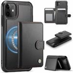 For iPhone 11 JEEHOOD J09 Buckle Card Bag MagSafe Magnetic Style RFID Leather Phone Case(Black)