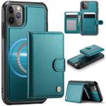 For iPhone 11 Pro Max JEEHOOD J09 Buckle Card Bag MagSafe Magnetic Style RFID Leather Phone Case(Green)