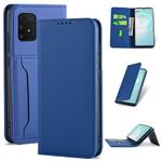 For Samsung Galaxy A91 Strong Magnetism Shockproof Horizontal Flip Liquid Feel Leather Case with Holder & Card Slots & Wallet(Blue)