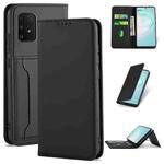 For Samsung Galaxy M80s Strong Magnetism Shockproof Horizontal Flip Liquid Feel Leather Case with Holder & Card Slots & Wallet(Black)