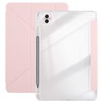 For Honor Pad 10 12.1 3-Fold Clear Acrylic Leather Tablet Case(Pink)