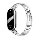 For Xiaomi Band 9 / 8 Tri-beads Flat Buckle Titanium Alloy Watch Band(Silver)