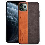 For iPhone 12 / 12 Pro Shockproof Hot-pressed Splicing PU + Cloth Protective Case(Brown)