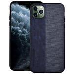 For iPhone 12 Pro Max Shockproof Hot-pressed Splicing PU + Cloth Protective Case(Dark Blue)