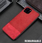 For iPhone 12 / 12 Pro Shockproof Splicing PU + Cloth Protective Case(Red)