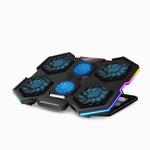 NUOXI YL-021 6-Fans RGB Light Laptop Radiator Adjustable Cooling Holder(Black)