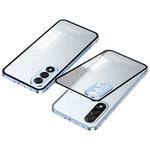 For OnePlus Ace 5 Ultra Snap Buckle Single-sided Metal Frame Frosted Phone Case(Sierra Blue)