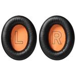 1 Pair Protein Leather Splicing LR Print Earphone Replacement Earpads Pads For HyperX Cloud 1 / I / 2 / II / 3(Black Orange Net)