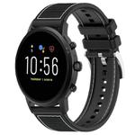 22mm For Fossil Gen 5 Carlyle / Julianna xDfind Hybrid Nylon Braid Silicone Watch Band(Black)