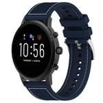 22mm For Fossil Gen 5 Carlyle / Julianna xDfind Hybrid Nylon Braid Silicone Watch Band(Midnight Blue)
