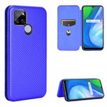 For OPPO Realme V3 Carbon Fiber Texture Horizontal Flip TPU + PC + PU Leather Case with Card Slot(Blue)