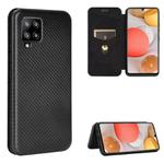 For Samsung Galaxy A42 5G Carbon Fiber Texture Horizontal Flip TPU + PC + PU Leather Case with Card Slot(Black)