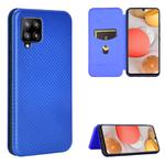 For Samsung Galaxy A42 5G Carbon Fiber Texture Horizontal Flip TPU + PC + PU Leather Case with Card Slot(Blue)