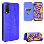 For Vivo Y20 / Y20i (Indian) Carbon Fiber Texture Horizontal Flip TPU + PC + PU Leather Case with Card Slot(Blue)