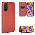 For Vivo Y20 / Y20i (Indian) Carbon Fiber Texture Horizontal Flip TPU + PC + PU Leather Case with Card Slot(Brown)