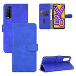 For Vivo Y20 / Y20i (Indian) Solid Color Skin Feel Magnetic Buckle Horizontal Flip Calf Texture PU Leather Case with Holder & Card Slots & Wallet(Blue)