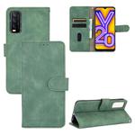 For Vivo Y20 / Y20i (Indian) Solid Color Skin Feel Magnetic Buckle Horizontal Flip Calf Texture PU Leather Case with Holder & Card Slots & Wallet(Green)