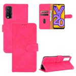For Vivo Y20 / Y20i (Indian) Solid Color Skin Feel Magnetic Buckle Horizontal Flip Calf Texture PU Leather Case with Holder & Card Slots & Wallet(Rose Red)