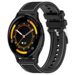 22mm For Garmin Venu 3 / Vivoactive 4 xDfind Hybrid Nylon Braid Silicone Watch Band(Black)