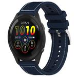 22mm For Garmin Forerunner 570 47mm/935/945 xDfind Hybrid Nylon Braid Silicone Watch Band(Midnight Blue)