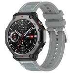 For Amazfit T-Rex 3 22mm xDfind Hybrid Nylon Braid Silicone Watch Band(Grey)