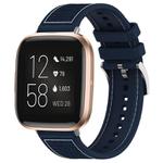 For Fitbit Versa 2/Versa/Versa Lite 20mm xDfind Hybrid Nylon Braid Silicone Watch Band(Midnight Blue)
