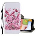 For Samsung Galaxy A21s Coloured Drawing Pattern Horizontal Flip PU Leather Case with Holder & Card Slots & Wallet & Lanyard(Cute Rabbit)