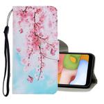 For Samsung Galaxy A21s Coloured Drawing Pattern Horizontal Flip PU Leather Case with Holder & Card Slots & Wallet & Lanyard(Cherry Blossoms)