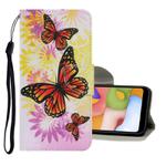 For Samsung Galaxy A21s Coloured Drawing Pattern Horizontal Flip PU Leather Case with Holder & Card Slots & Wallet & Lanyard(Chrysanthemum Butterfly)