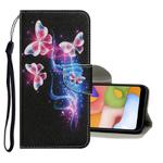 For Samsung Galaxy A50 / A30s Coloured Drawing Pattern Horizontal Flip PU Leather Case with Holder & Card Slots & Wallet & Lanyard(Three Fluorescent Butterflies)