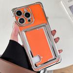 For iPhone 16 Pro Max Side Insert Card Slot Electroplated TPU Phone Case(Orange)