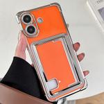 For iPhone 16 Plus Side Insert Card Slot Electroplated TPU Phone Case(Orange)