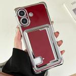 For iPhone 16 Plus Side Insert Card Slot Electroplated TPU Phone Case(Red)