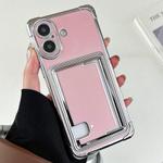 For iPhone 16 Plus Side Insert Card Slot Electroplated TPU Phone Case(Pink)