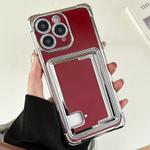 For iPhone 11 Pro Max Side Insert Card Slot Electroplated TPU Phone Case(Red)