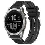 For Garmin Fenix 8/7/6/5 22mm xDfind Hybrid Nylon Braid Silicone Watch Band(Black)